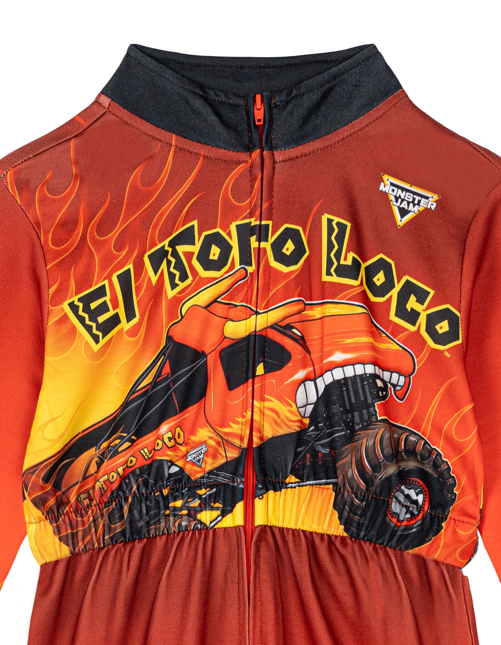 Monster Jam Big Boys' Zip-Up Coverall Red and Yellow El