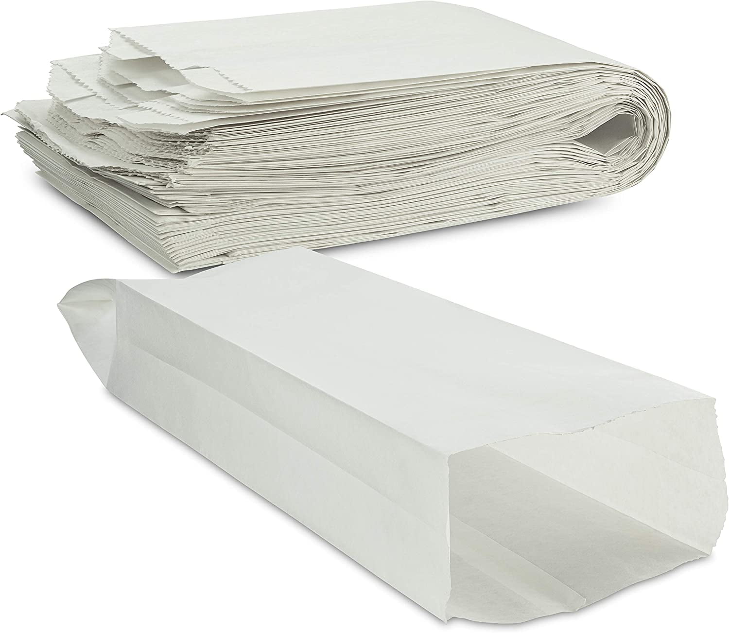 MT Products 5.25' x 3.25' x 18' White Paper Bread Bags - Pack of 50