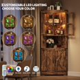 thumbnail image 5 of EastVita 67 inch Tall Corner Storage Cabinet with Lights Farmhouse Wooden Corner Hutch with Glass Doors Adjustable Shelves Display Cabinet Brown, 5 of 6