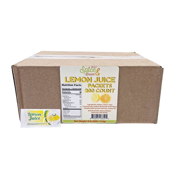 Lemon Juice | 4 Gram Portion Control Packets | Made in America | 200 Count