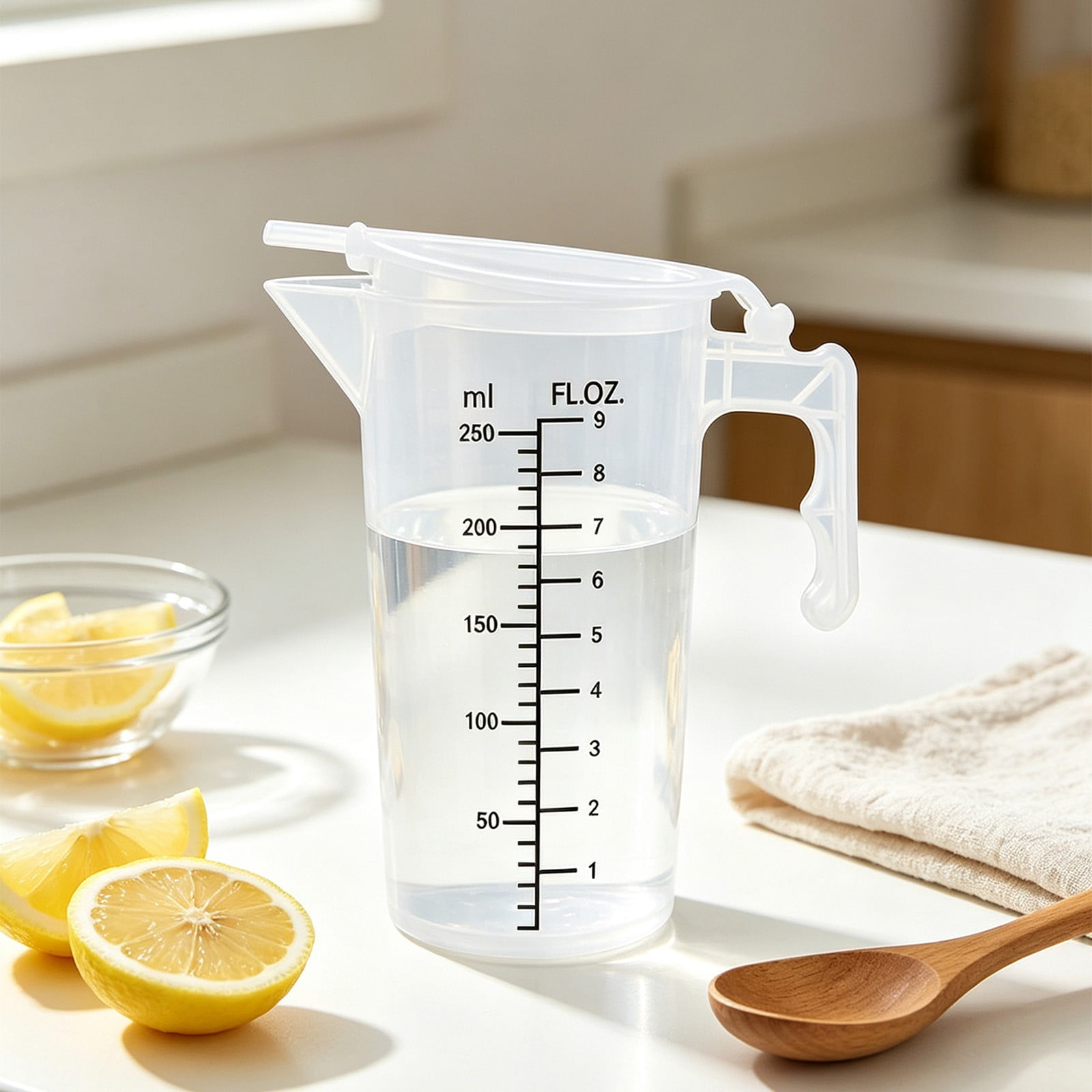 Liquid Measuring Cup Plastic Measuring Cup 3 Cup Glass Measuring Cup With Handle and Lid Easy Read Design Measuring Cups for Cooking Baking Dry & Liquid Measuring Dishwasher Safe 250ml*3 PCS