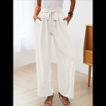thumbnail image 4 of Pantalones de Salón Anchos para Mujer con Bolsillos, Cintura Alta, Ajustables, con Nudo y Holgados. XXL, 4 of 7
