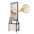 thumbnail image 3 of DeeHome 360° Swivel Jewelry Armoire & Makeup Mirror Cabinet With 2 Bottom Drawer, Rotates Freely, Spacious Storage Area, Hand-Painted & Artisan White Finish, 3 of 9