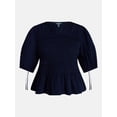 thumbnail image 5 of Terra & Sky Women's Plus Smocked Sleeved Top, Sizes 0X-5X, 5 of 5