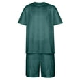 thumbnail image 3 of Hinvhai Plus Size Pants Clearance Men's Short-sleeved Shorts Two-piece Sports and Leisure Suit Green 14(XXXL), 3 of 7