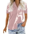 thumbnail image 2 of Tops for Women Button Down V Neck Cotton T-Shirt Fashion Casual Solid Sleeve Tops 2025 Summer Casual Blouse, 2 of 8