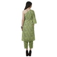 thumbnail image 4 of Moomaya Womens Printed One Shoulder Double Bell Sleeve Kurti Pant Set Ethnic Clothing Sets For Women, 4 of 7