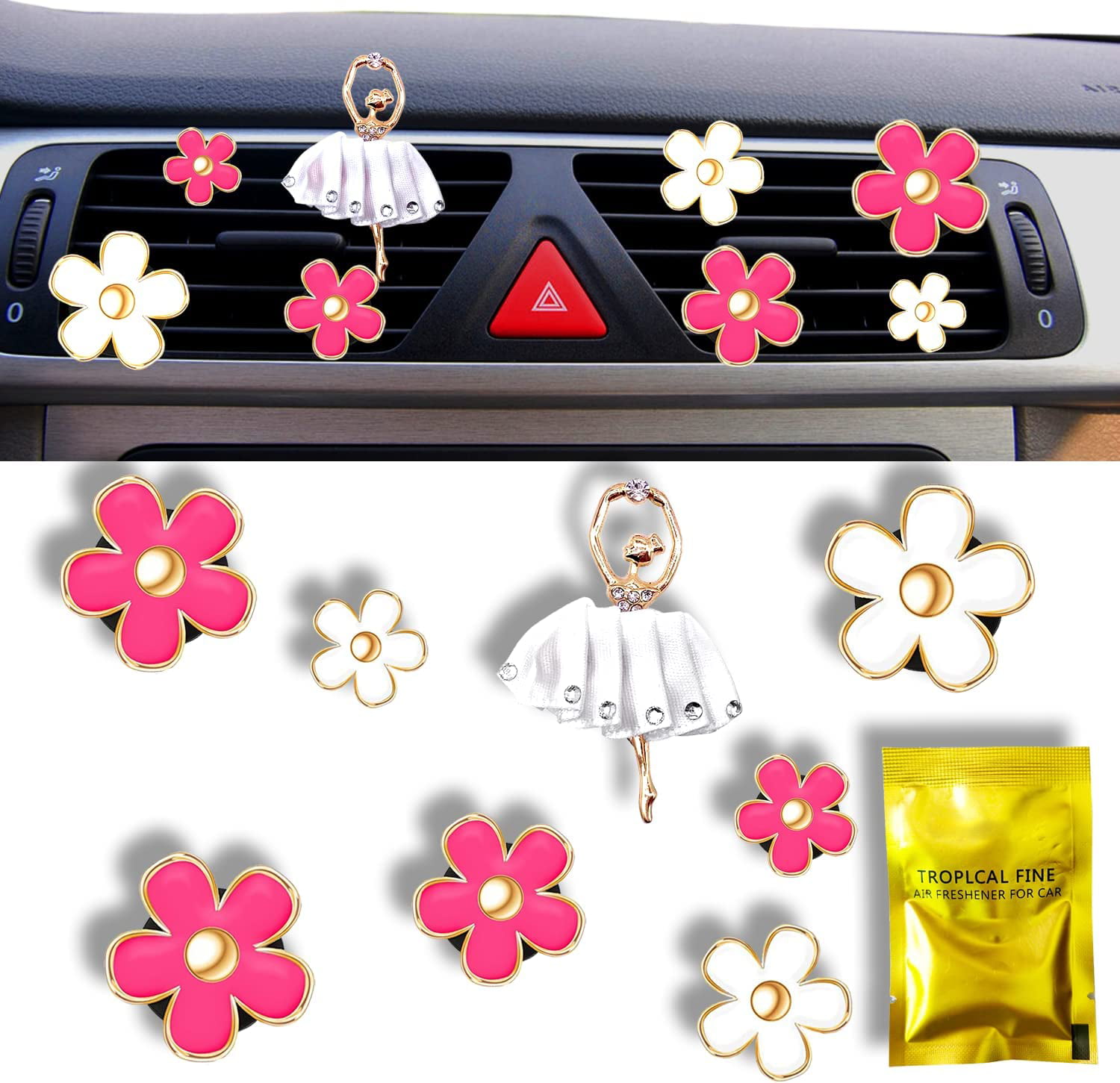 Car Decorations Air Vent Clip, 6 Pieces Super Cute Car Accessories for  Women Interior,Give You a Girly But Classy Touch on Your Vehicle