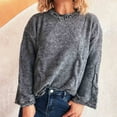 thumbnail image 5 of Htigea Women's Pullover Sweaters Patchwork Crew Neck Long Sleeve Jumpers Casual Loose Fit Knit Tops Dark Gray M, 5 of 6