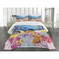 thumbnail image 3 of Ambesonne Fish Quilted Bedspread Set 3 Pcs, Fish Coral Reefs, Queen Size, Multicolor, 3 of 5