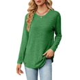 thumbnail image 1 of Blusas de Larga con Cuello Redondo para Mujer, Blusas Holgadas con Botones para Otoño e Invierno 2025. Verde S, 1 of 10