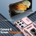 thumbnail image 2 of for Samsung Galaxy S21 Ultra Case with [2 Pack] HD Screen Protector with Slide Camera Cover,  360° Rotation Ring Kickstand [ Grade] Shockproof Protective Case for S21 Ultra, Rose Gold, 2 of 15