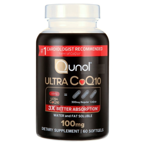 Qunol Ultra CoQ10 Softgels, 100mg, Heart Health, Coenzyme Q10 Dietary Supplement, 60 Count