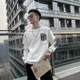thumbnail image 4 of Ropa para hombre, sudadera sin capucha y sin logotipo, sudaderas para hombre, top de retazos, corte entallado, cuello redondo, ropa de calle, overfit, emo, 4 of 4