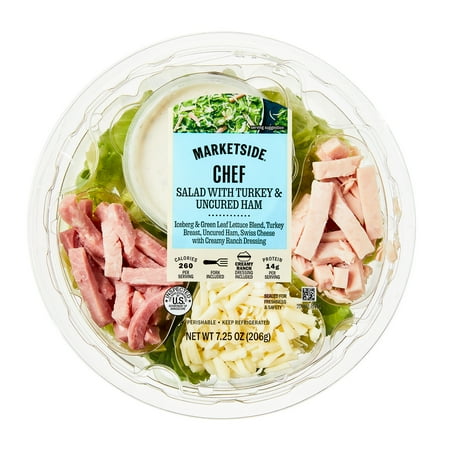Marketside Chef Salad with Turkey and Uncured Ham, 7.25 oz Bowl (Fresh)