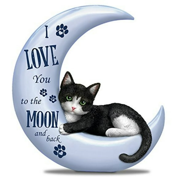 The Hamilton Collection Blake Jensen Collectible Cat Figurine in Pearlescent Moon with Loving Sentiment
