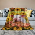 thumbnail image 2 of ONETECH Cute Pig Throw Blanket, 320GSM Flannel Sunflower Blankets for Girls Kids Women,Super Soft Cozy Warm Blanket for Bed Sofa Couch Gift (Just Girl Who Loves Pig ), 2 of 6