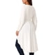 thumbnail image 3 of Tops de mujer INSPIRE CHIC de largo irregular con mangas largas, escote en V, cintura elástica, asimétrico, dobladillo irregular, blusa casual, 3 of 5