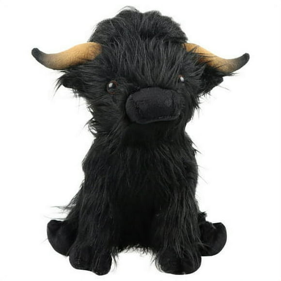 Vache Highland Douce en Peluche 25 cm Vache Écossaise Cadeau d'Anniversaire pour Fille (Noir)
