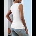 thumbnail image 4 of Top Informal de Verano de Punto Acanalado con Cuello Redondo, Corte Entallado, Básico, Texturizado, Sin Mangas, , Talla XL, 4 of 5