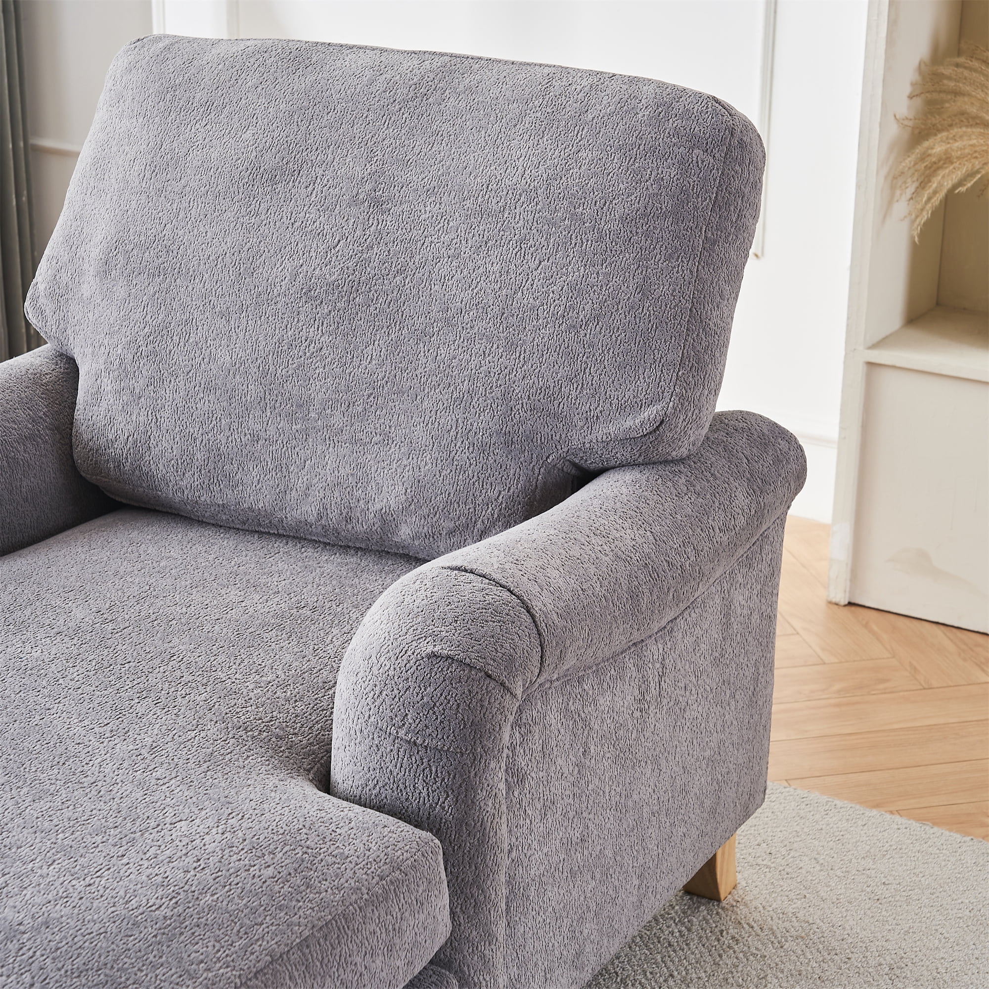 Aukfa Modern Oversized Chaise with Adjustable Backrest, Sleeper Chair Sofa Recliner for Living Room, Gray