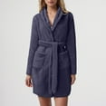 thumbnail image 2 of Womens Robes Hooded Lightweight Soft Short Flannel Womens Sleepwear,Navy,2XL, 2 of 5