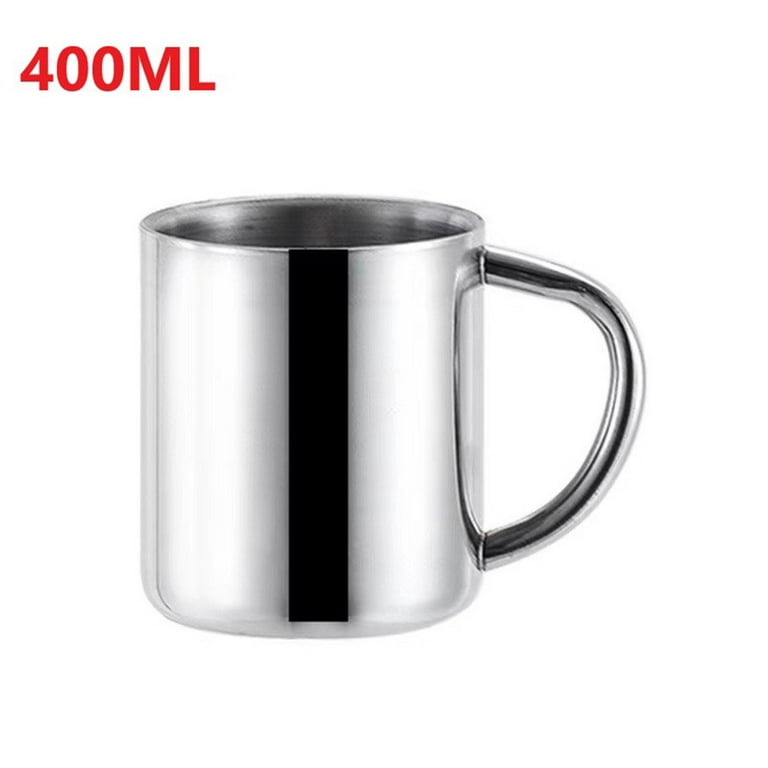 1Pc Stainless Steel Mugs - Double Wall - Comfortable Handle 13.64oz Metal  Coffee Mug Tea Cups - for Home Camping Outdoors RV Gift - Shatterproof