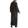 thumbnail image 4 of Wyobmus Men's Muslim Robe Solid Color Middle Round Collar Robe Long Style Long Sleeve Pullover Long Shirt Fashion Casual Robe Black, 4 of 8