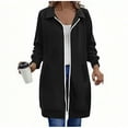 thumbnail image 4 of qucoqpe Women's 2025 Winter Fashion Oversized Sweatshirts Coats Solid Lapel Long Sleeve Outwear Full Zip Up Long Hoodies Tops with Pockets, 4 of 5