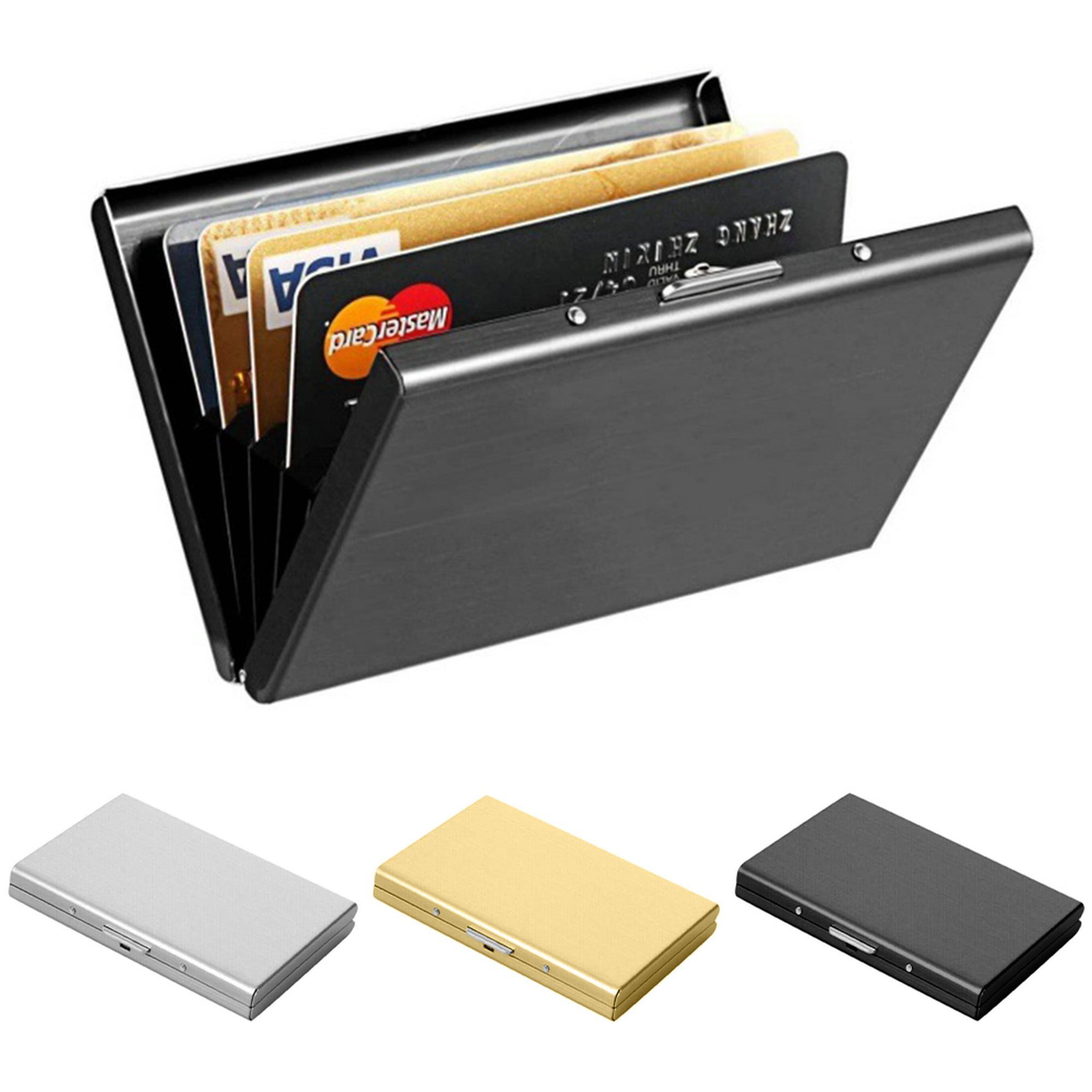 Anti-Scan Stainless Steel Case Slim RFID Blocking Wallet ID Credit Card Holder 