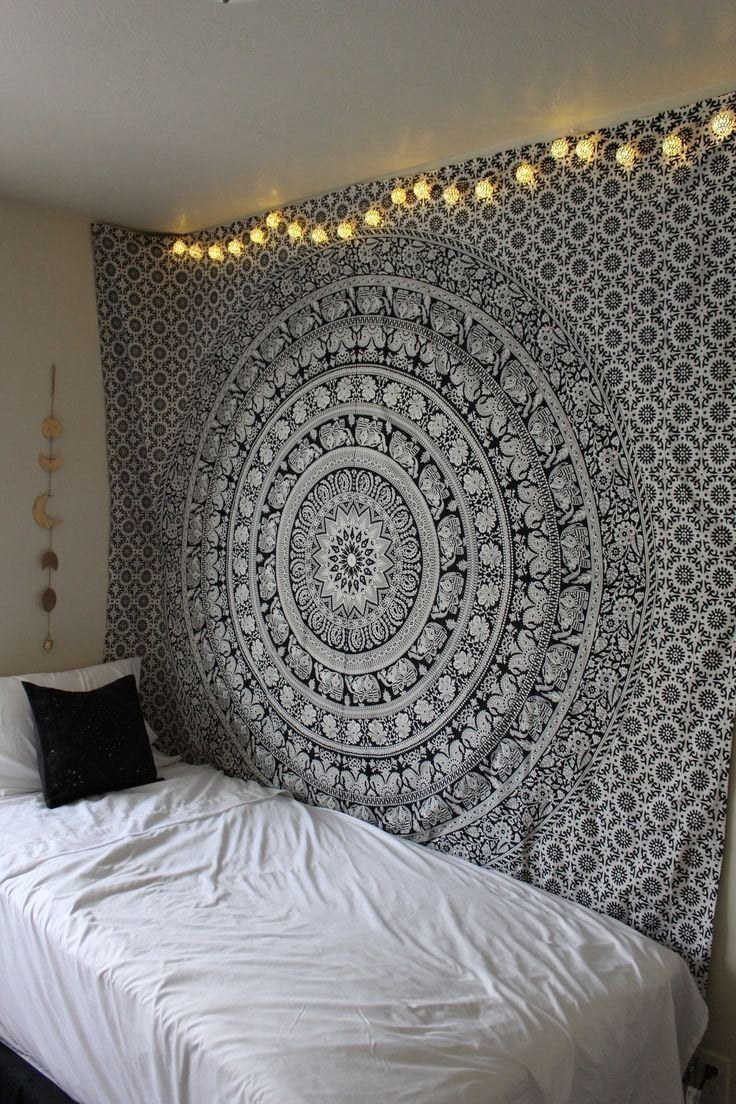 Mandala Tapestry Wall Hanging Tapestry Wall Hanging Black White