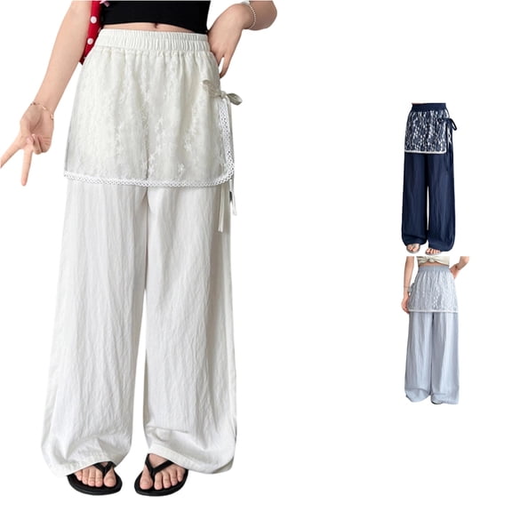 Xijirk Girls Casual Pants Summer Style Soft Comfortable Lightweight Elastic Waist Solid Color Daily Wear Trousers for Toddler Kids,8-9 Years