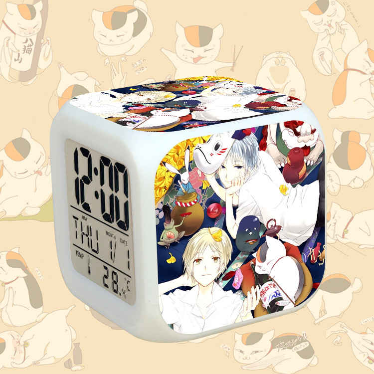 SHUNVC Anime Alarm Clock 7 Colors LED Square Clock Digital Alarm Clock