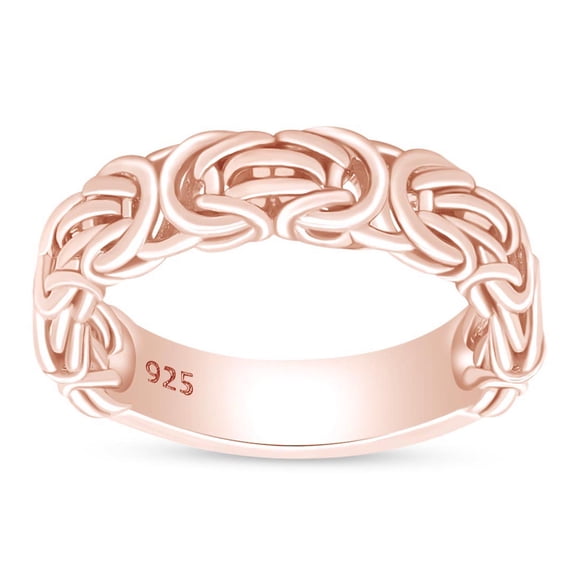 14k Rose Gold Over Sterling Silver in Byzantine Ring Jewelry For Womens Ring Size-4.5
