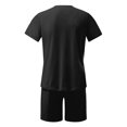 thumbnail image 6 of LOS ANGELES Men's Casual 2-Piece Set, Solid Color Short Sleeve Crewneck Tee and Shorts, Relaxed Summer Outfit For Everyday Lounge Wear,Black,L, 6 of 6