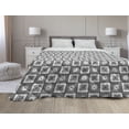 thumbnail image 1 of Abstract Down Alternative Comforter, Geometric Diagonal Square Shapes in Digital Psychedelic Influences Art Deco, Microfiber Quilt for All Season, 5 Sizes, Grey and White, by Ambesonne, 1 of 3