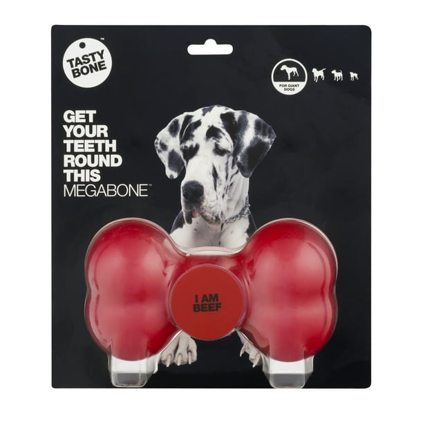 Tasty Bone Teething Chew Giant Dog Toys, I Am Beef