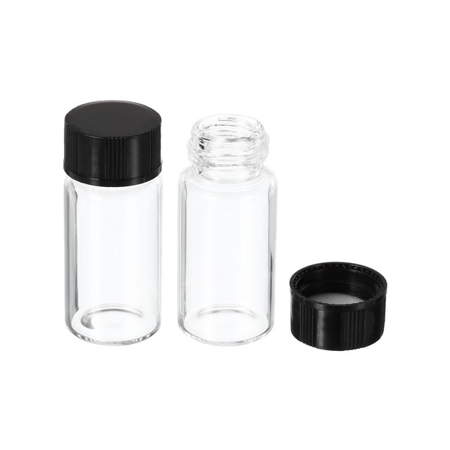 Unique Bargains 5mL Reagent Glass Storage Bottle Round Plastic Screw Cap Lab Home Clear 10 Pack