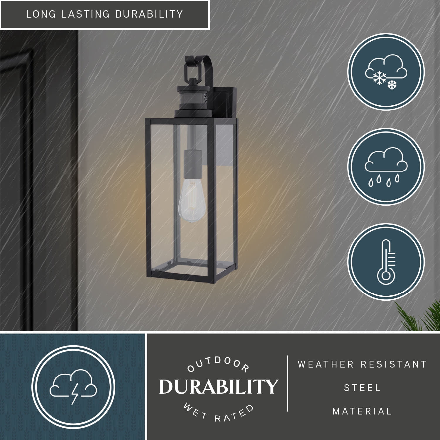 VAXCEL Clinton Matte Black Motion Dusk to Dawn Outdoor Wall Sconce Light Fixture