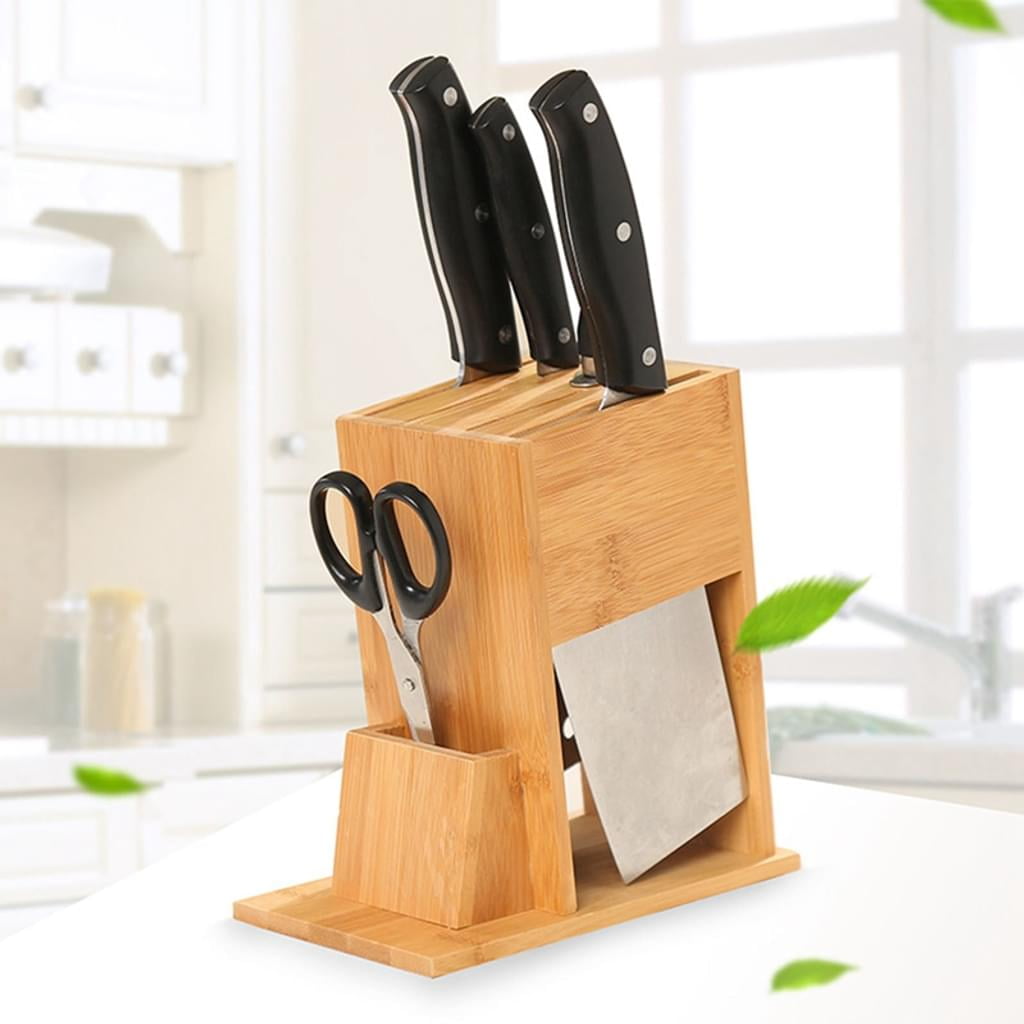 Knife Block Rubberwood - Knife Holder - Knife Block Without Knives -  Suitable For 5 Different Knives - Knife Holder For An Organized And Tidy  Kitchen