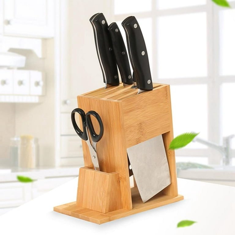 Knife Block Rubberwood - Knife Holder - Knife Block Without Knives -  Suitable for 5 Different Knives - Knife Holder for An Organized And Tidy  Kitchen - 11 X 20.5 X 21 Cm,,F120417 