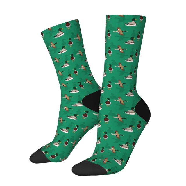 Balery Duck Mallard Flying Pose Calcetas Largas con Estampado para Hombre y Mujer – Suaves y Transpirables, Talla Única (US 5-11)
