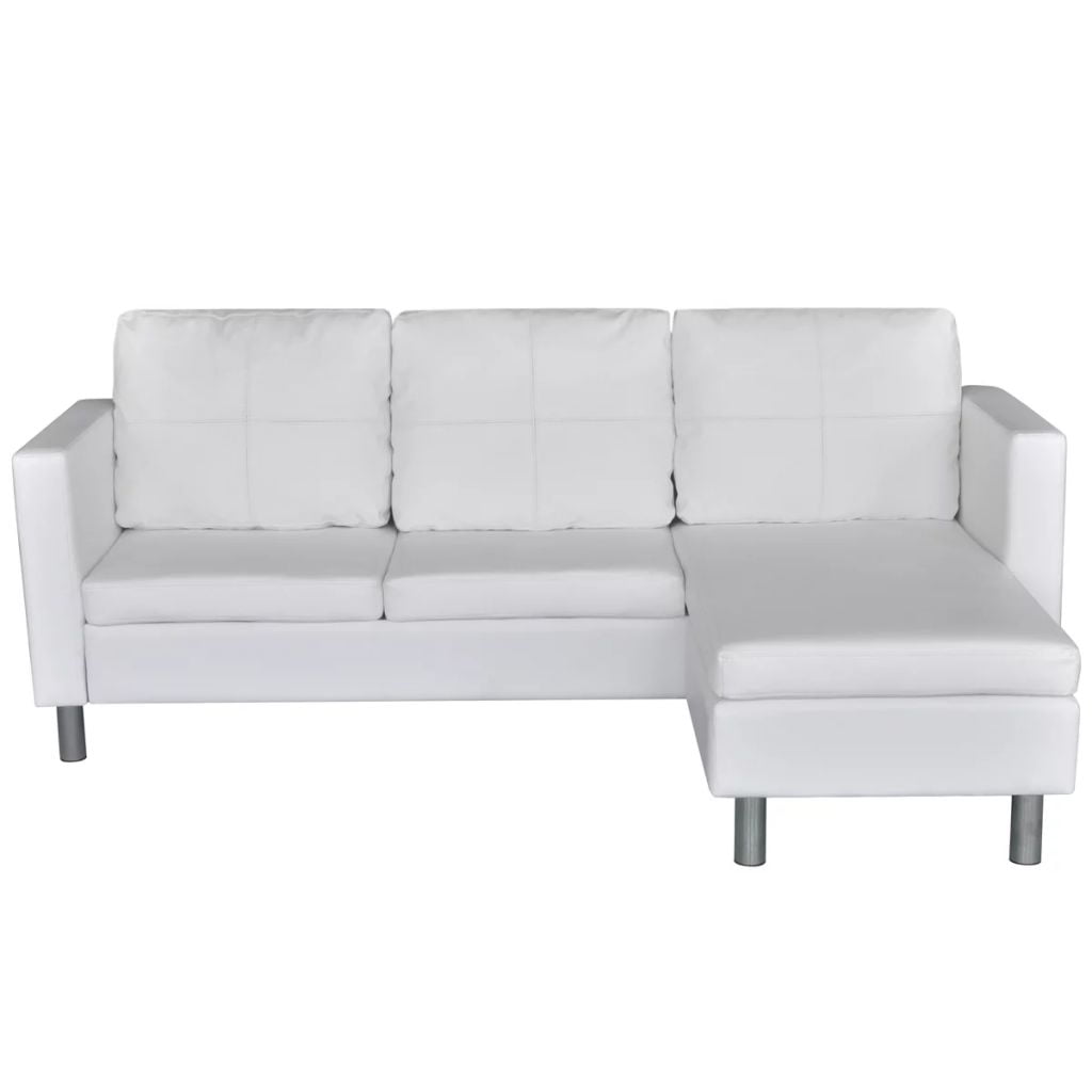 Kepooman Modern L-Shape Leather Sectional Sofa for Living Room Apartment, White Kepooman Modern L-Shape Leather Sectional Sofa for Living Room Apartment, White