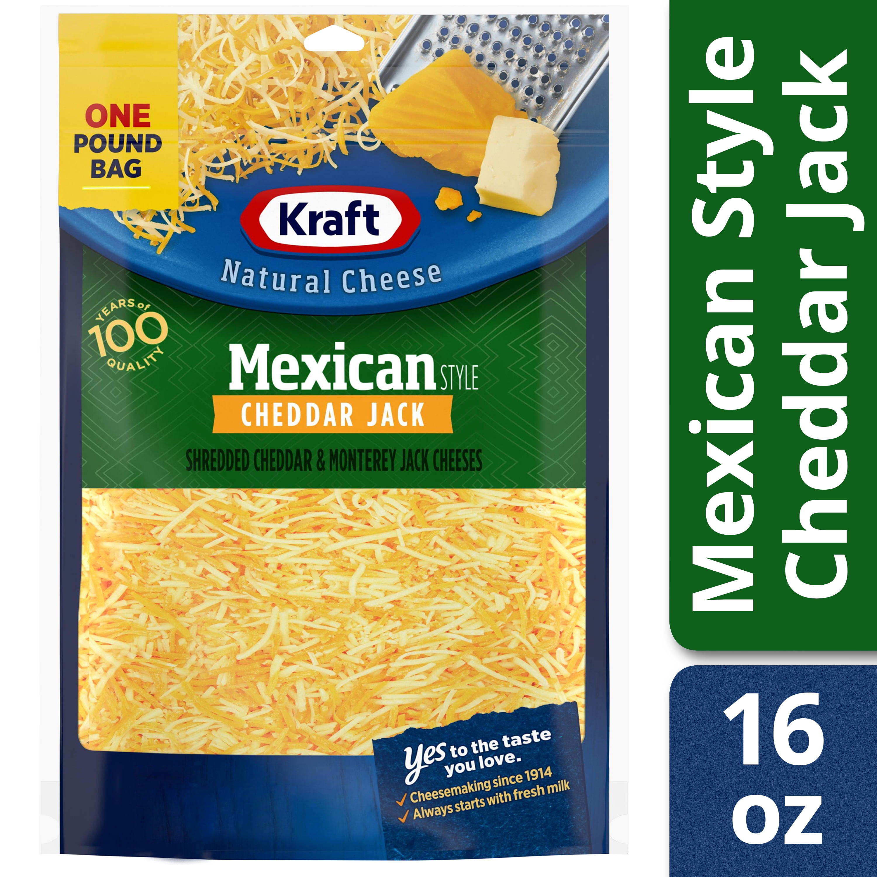 Kraft Mexican Style Cheddar Jack Shredded Cheese, 16 oz Bag