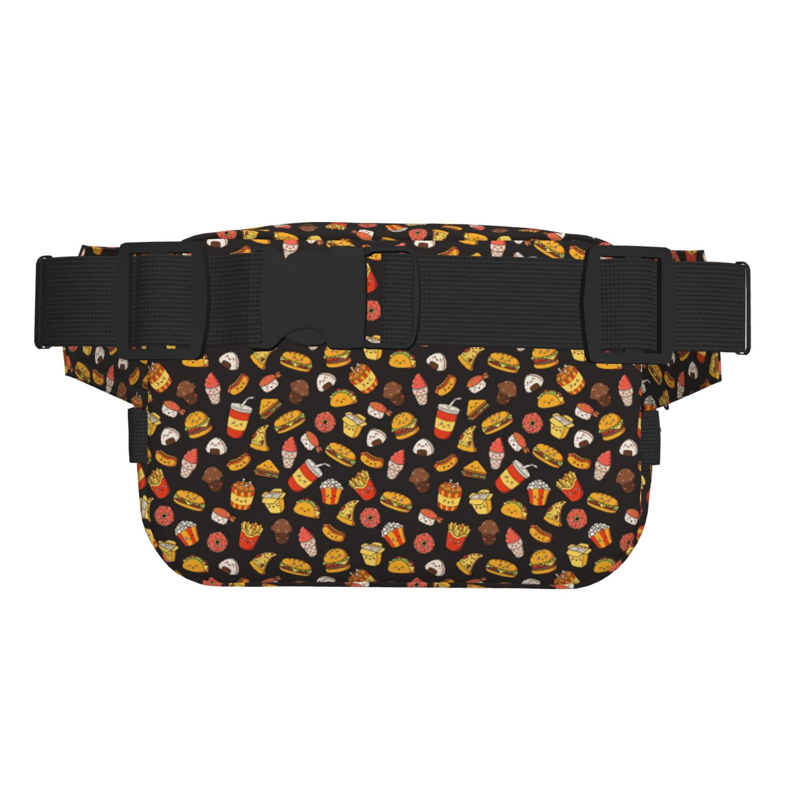 Picia Burger Fries Print Square Double-Layer Waist Bag Mini Adjustable Waist Belt Bag Exercise Running Travel Hiking