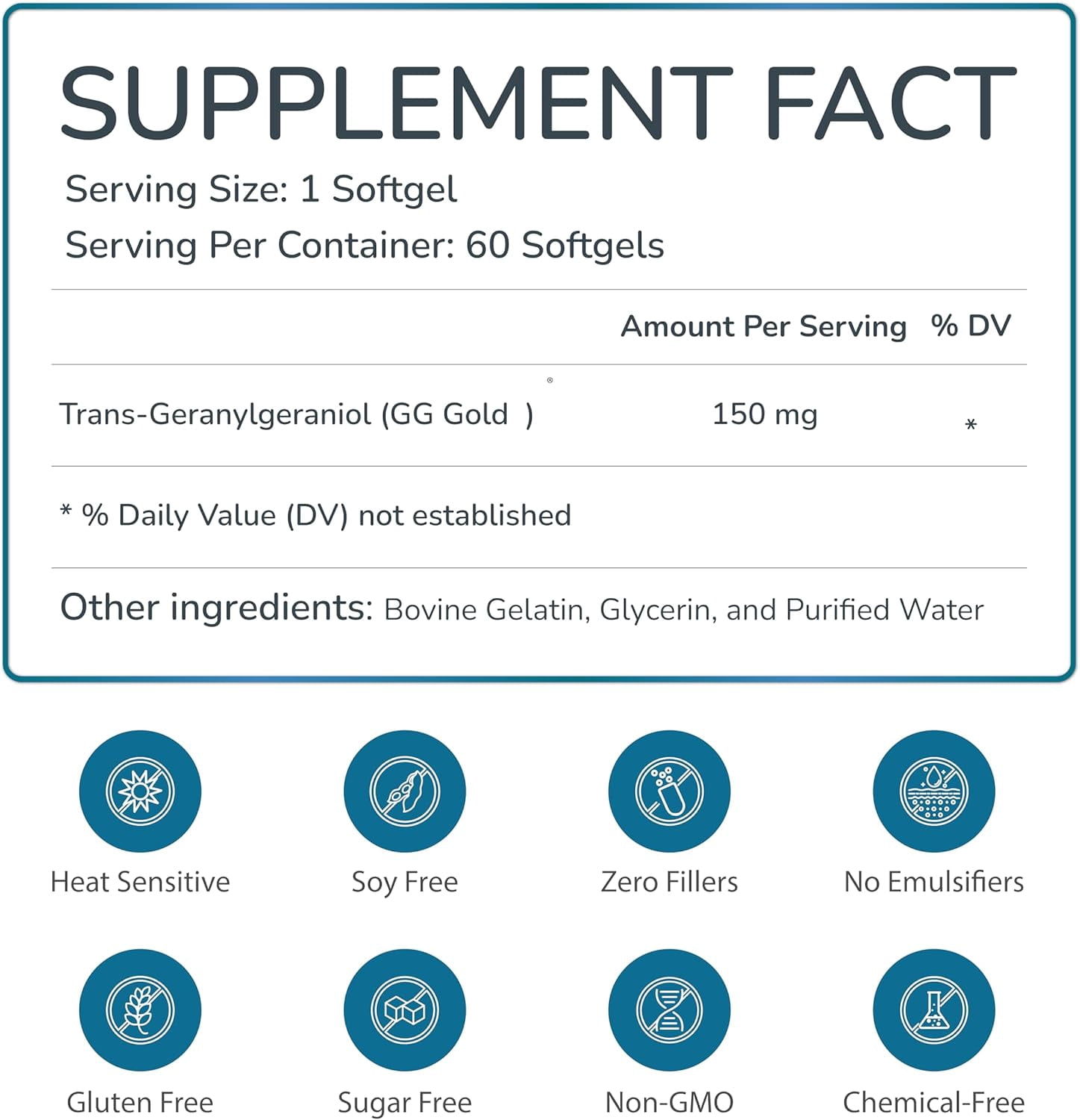 WELLNESS EXTRACT Geranylgeraniol GG 150mg, Annatto Derived Supplement for CoQ10 Support, Cellular Energy & Muscle Health, Non-GMO, Gluten Free, 60 Softgels