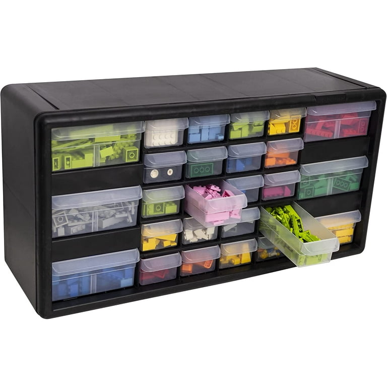 Akro-Mils 26 Drawer Plastic Storage Organizer with Drawers for Hardware,  Small Parts, Craft Supplies, Black