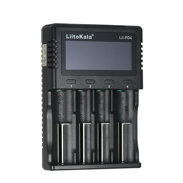 Banco de energía de la batería LiitoKala LiitoKala Lii-PD4 4 ranuras Inteligente inteligente Cargador de batería para 26650/21700/20700/18650/18490/18350/17670/17540 (RCR123) / 14500/10440 LCD de bate LiitoKala Banco de energía de la batería