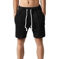 thumbnail image 2 of Heavyweight Knitted Shorts for Men Summer Casual Elastic Waist Jacquard Straight Leg Shorts with Pockets, 2 of 6