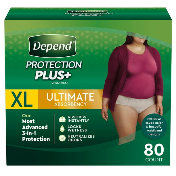 Depend Protection plus for Women Size XLarge 80 Ct Ultimate